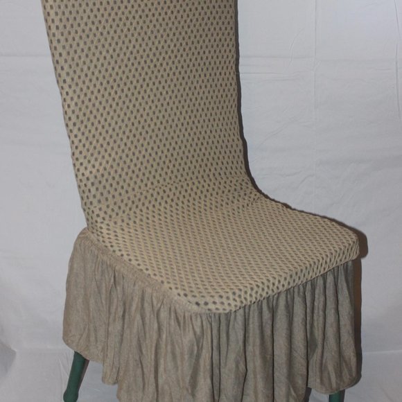 SET OF 2 CARTER STRETCH SLIPCOVERS DINING KITCHEN CHAIR COVERS 11” RUFFLE SKIRT - Picture 1 of 8